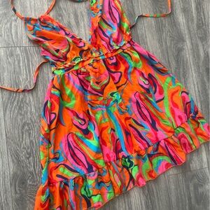SHEIN Colorful Swirl Halter Dress
